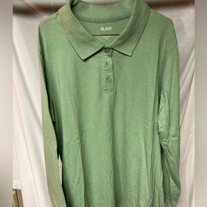 Blair Women's Long Sleeve Polo in Sage Green
